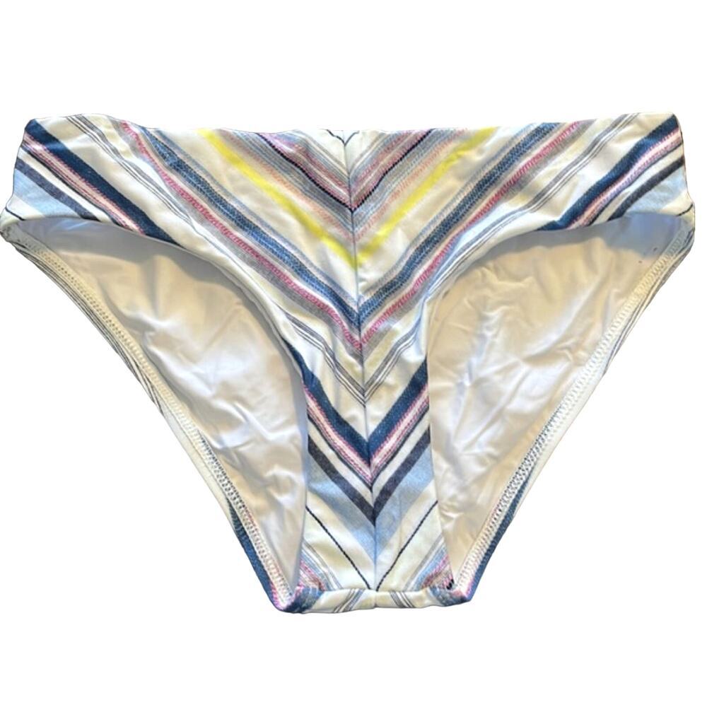 Splendid Striped Retro Multicolored Swimsuit Bikini Bottom Medium NWT